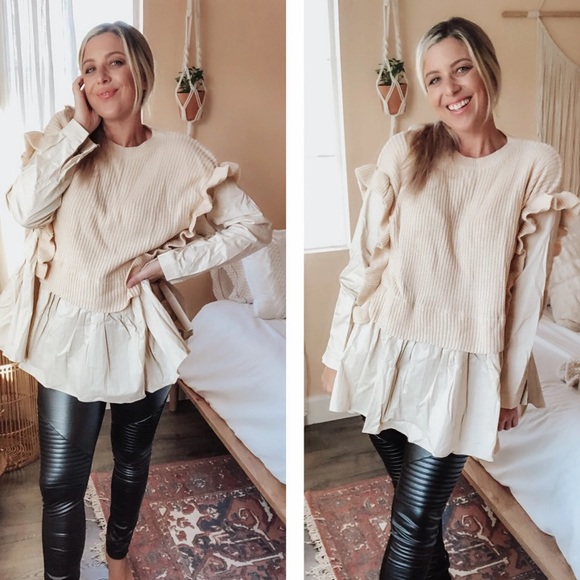 WOVEN KNIT SWEATER TOP TUNIC MIDI DRESS - Picture 5 of 9